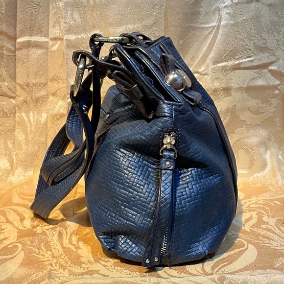 B. Makowsky double handle black large pebble leather texture bag.  10-B1Cb - Picture 7 of 10